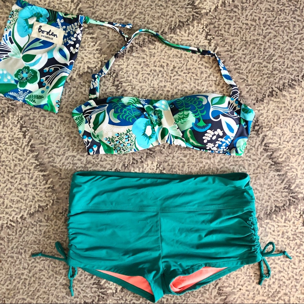 Boden Blue Floral Bikini Top
